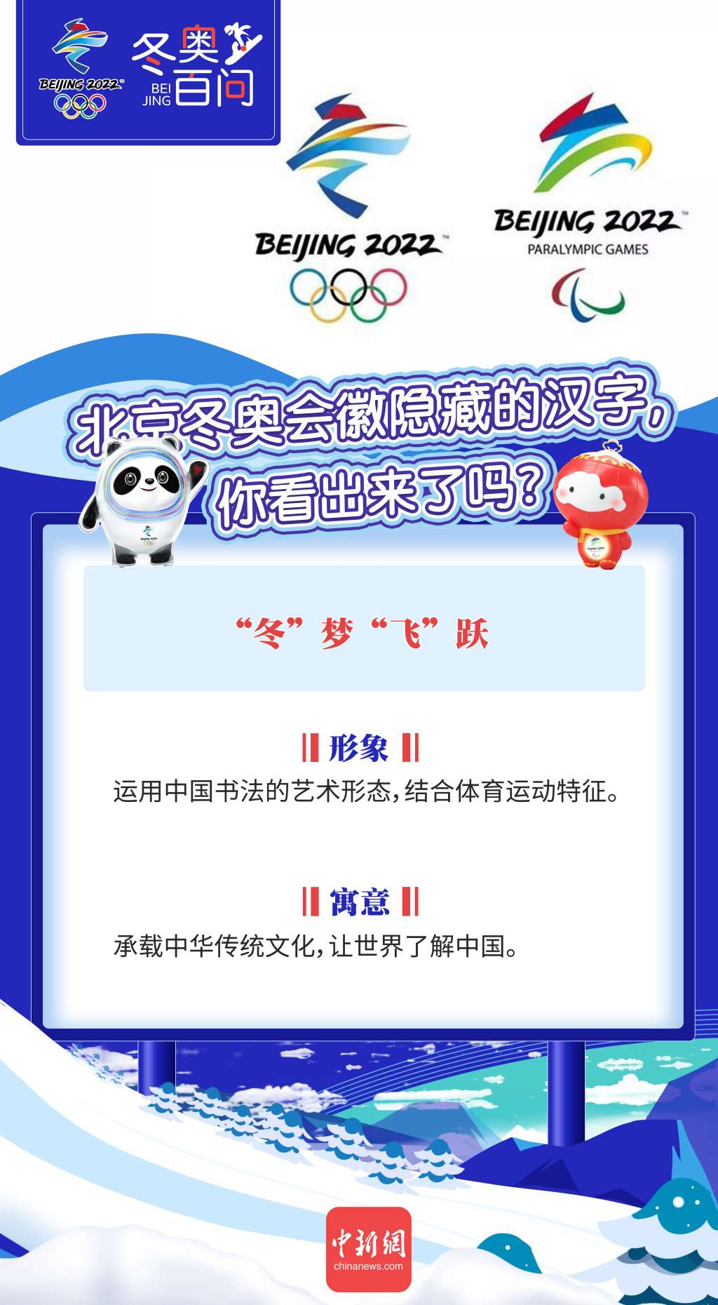 转冬奥知识北京冬奥会会徽隐藏的汉字你看出来了吗