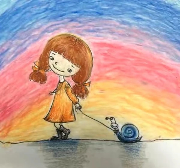 转牵着一只蜗牛去散步