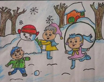 寒假趣事幼儿园绘画图片
