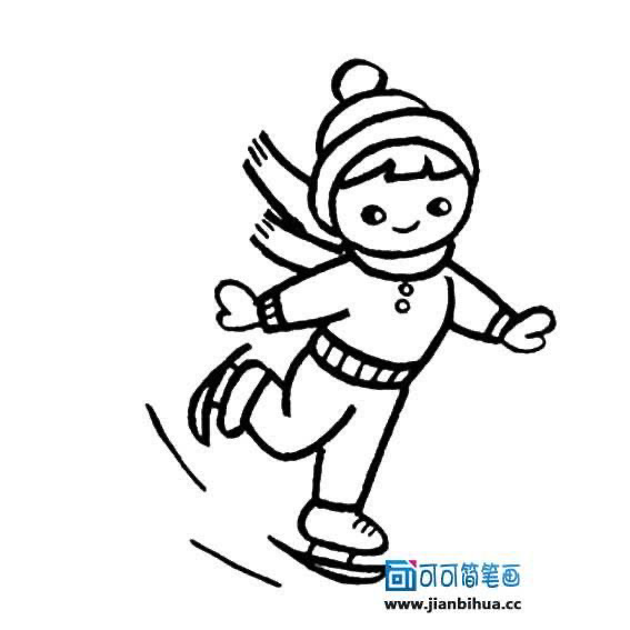 滑冰简笔画 小女孩图片